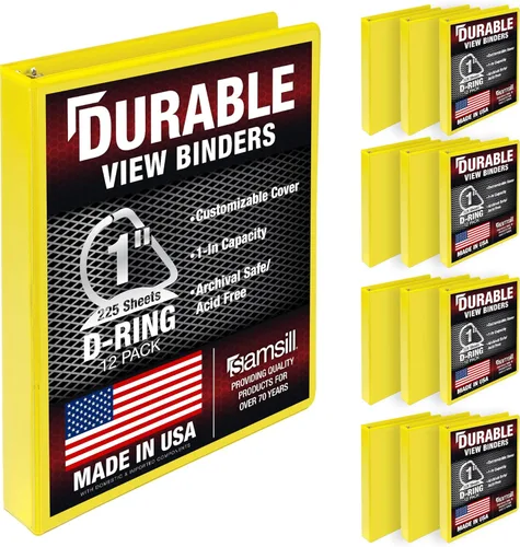 Miniatura 154 de Samsill Carpeta duradera de 1.5 pulgadas, fabricada en los Estados Unidos, carpeta de anillos en D, carpeta transparente personalizable, color rojo