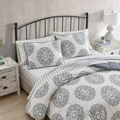 Miniatura 3 de Stone Cottage - Juego de funda de edredón tamaño Queen, ropa de cama reversible de satén de algodón con fundas a juego, juego de cama ideal