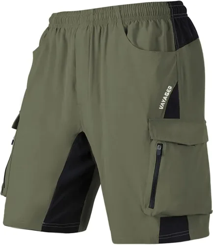 VAYAGER Pantalones cortos tipo cargo de senderismo para hombre, ligeros, con múltiples bolsillos, para viajes al aire libre, pesca, campamento