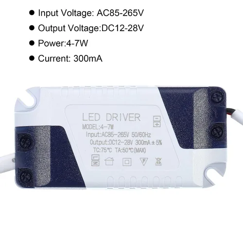 Miniatura 4 de PATIKIL 4-7W 300mA LED Driver, 2pcs AC 85-265V Salida 12-28V DC Conector Macho Conector Rectificador de Corriente Constante Transformador Fuente