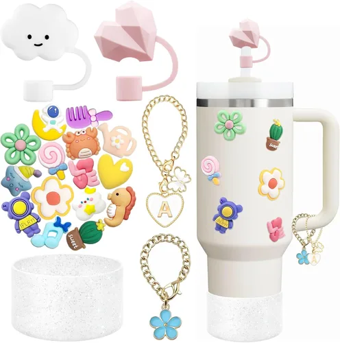 Miniatura 8 de Stanley Set de accesorios para taza: tapa de silicona a prueba de derrames, tapa con pajita, protector de silicona para vaso de 40 oz y 30 oz (NEGRO)