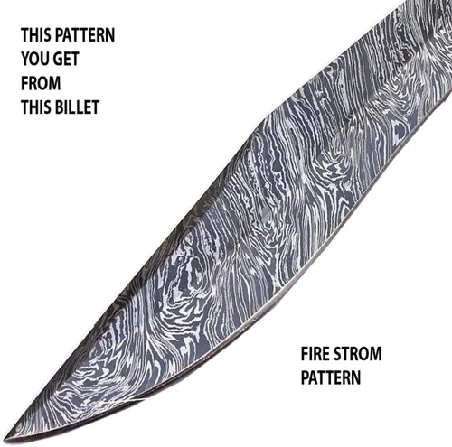 Miniatura 6 de PAL 2000 KNIVES DAM-9000 Billet de Damasco para la fabricación de cuchillos - Patrón de tormenta de fuego de barra 12" x 2" x 0.197 in