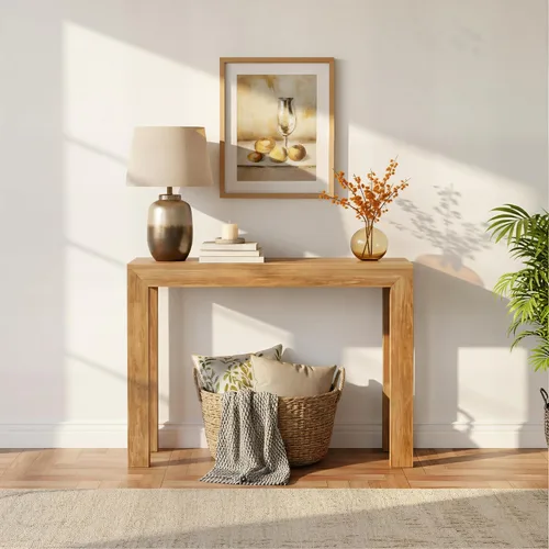 Miniatura 14 de Plank+Beam Mesa consola moderna de madera maciza, 46 pulgadas, mesa de sofá, mesa de entrada estrecha para pasillo, detrás del sofá, sala de estar