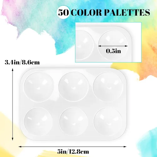 Miniatura 2 de 50 paletas de acuarela de plástico blanco, 6 paletas de pintura rectangulares, paletas de bandeja de pintura, bandejas de pintura para niños
