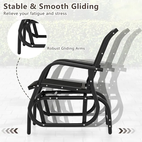 Miniatura 6 de Giantex Silla columpio con marco de metal de estudio, cómoda silla de patio para jardín, porche, patio trasero, piscina, mecedora para césped al