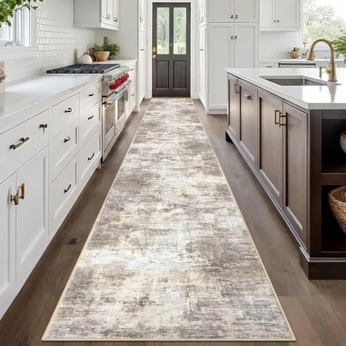 Miniatura 39 de IOHOUZE Alfombra abstracta lavable de 3 x 12 pies para pasillos, antideslizante para cocina, camino de entrada de lana sintética para interiores