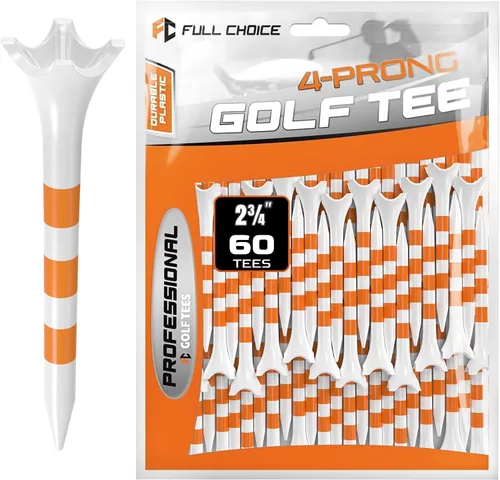 Miniatura 10 de Tees de golf profesionales de plástico Full Choice, paquete de 100 (3-1/4" o 2-3/4"), durabilidad y estabilidad mejoradas, diseñados para minimizar