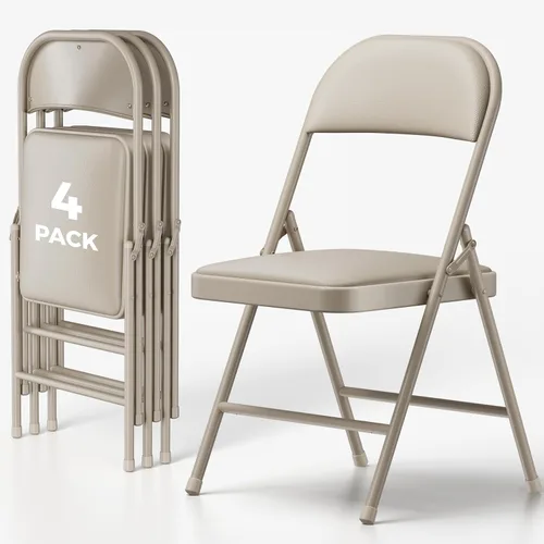 Miniatura 20 de Paquete de 2 sillas plegables, sillas de comedor plegables de piel sintética con asiento y respaldo acolchados, juego de sillas plegables
