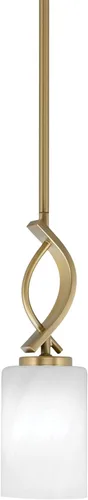 Miniatura 35 de Toltec Lighting Cavella Stem Colgado Mini colgante, acabado grafito, vidrio de muselina blanca de 4 pulgadas