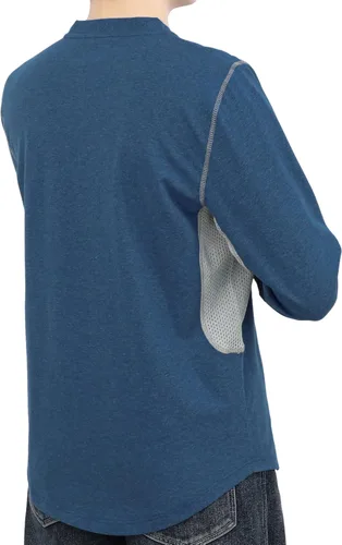 Miniatura 7 de BOCOMAL Camisas FR para verano, transpirable, diseño ventilado, 6 onzas, jaspeado, camiseta de manga larga, Henley, resistente al fuego, camisa