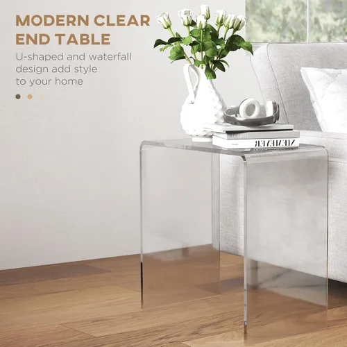 Miniatura 4 de HOMCOM Mesa de centro rectangular de 21 pulgadas de largo con forma de cascada de acrílico, 0.472 in de grosor, transparente