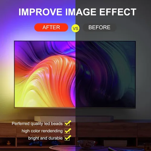 Miniatura 4 de Tira LED para TV, luces LED RGB inteligentes de 3.28 pies para televisores de 24 a 32 pulgadas, sincronización de música, aplicación Bluetooth