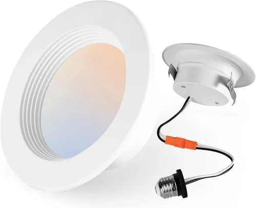 1 paquete de luces LED de lata de 4 pulgadas de iluminación empotrada retroiluminación, 5CCT 4 pulgadas de luz empotrada ascendente seleccionable