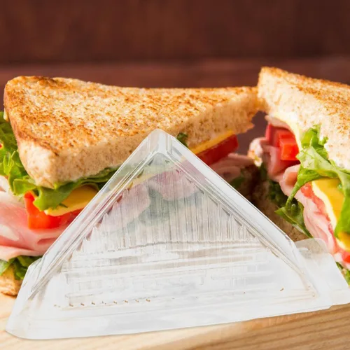 Miniatura 2 de Cabilock Caja de sándwich triangular de 5.90 x 3.34 x 3.14 pulgadas, recipiente de plástico transparente con tapa transparente para sándwiches