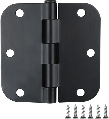 Miniatura 31 de Paquete de 12 bisagras redondeadas para puerta, con radio de 5/8 de pulgada, negro mate, 3.5 x 3.5 pulgadas Negro mate redondeado