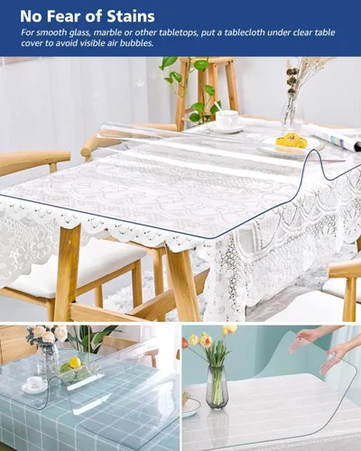 Miniatura 3 de Mantel de mesa transparente de PVC de 8 x 48 pulgadas, protector de 1.5mm de grosor, topper de mesa de cristal, mantel rectangular de vinilo, tapete