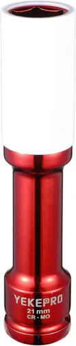 Juego de protectores de rueda de pared delgada extra larga de 0.827 in y 6 pulgadas, juego de llaves de vaso profundo de impacto, juego de llaves de