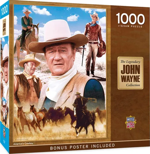 MasterPieces Rompecabezas de 1000 piezas de John Wayne para adultos, familia o jóvenes, diseño de vaquero de Estados Unidos, 19.25 x 26.75 pulgadas