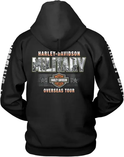 Miniatura 2 de Harley-Davidson Military - Sudadera con capucha para hombre, diseño gráfico negro, collage militar, épico, Negro