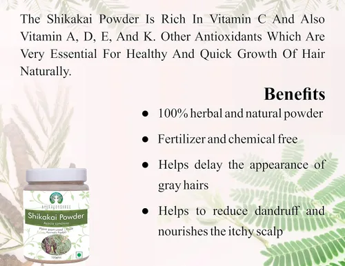 Miniatura 2 de AYURVEDASHREE Shikakai Powder 100 Gm Acacia concinna Fruit Pods Powder Limpiador y acondicionador natural para el cabello Vegano Sin OMG