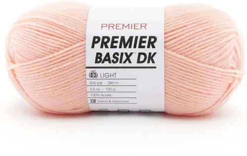 Miniatura 14 de Premier Yarns Basix Hilo DK, hecho de acrílico, hilo ideal para ganchillo y tejido, lavable a máquina, rosa camafeo, 3.5 onzas, 306 yardas Rosa Cameo