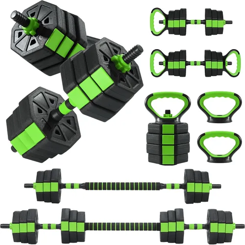 Miniatura 3 de Juego de mancuernas ajustables 3 en 1 de 66 libras, combo versátil de pesas, pesas rusas y mancuernas para hombres y mujeres, mango antideslizante