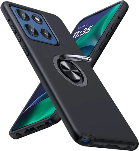 JAME Funda para Moto G Stylus 2025, doble capa de protección de grado militar, a prueba de golpes, con soporte de anillo y atril, funda protectora
