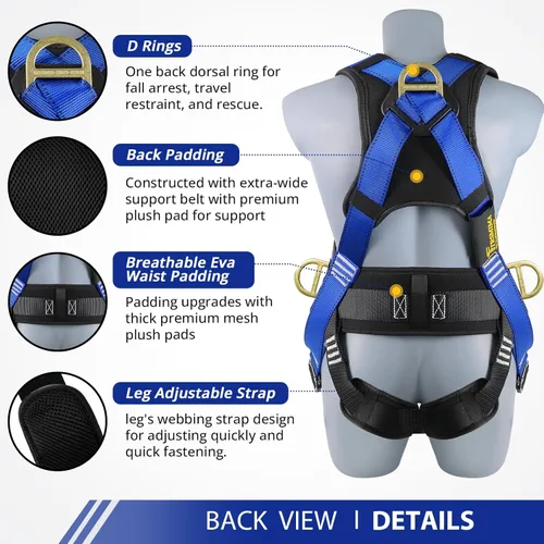Miniatura 3 de TRSMIMA Arnés de seguridad para protección contra caídas, kit de arnés de techo para hombre, arnés de construcción de cuerpo completo con cordón
