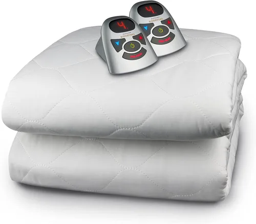 Miniatura 4 de Biddeford Blankets Almohadilla de colchón eléctrica calefactora acolchada de 6 onzas con controlador digital, individual, blanco