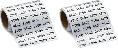 0001 a 2000 - Etiquetas adhesivas con números de inventario, impermeables, autoadhesivas, etiquetas de números consecutivos para cajas organizadoras