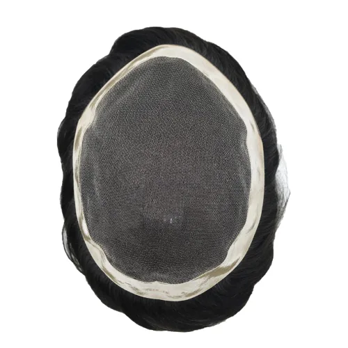 Miniatura 4 de Toupee For Men Real Human Hair Soft Swiss Lace Mens Toupee Hair Replacement System For Men Hairpieces Protesis Capilar Para Hombre 6x8 Medium light