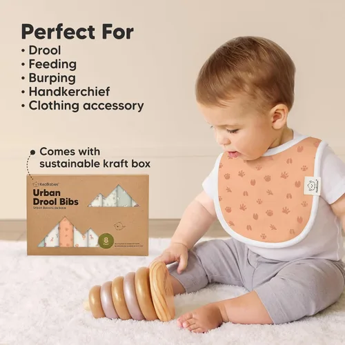 Miniatura 7 de Paquete de 8 baberos orgánicos para niños y niñas, baberos de algodón suave para babear y dentición para bebés niñas y niños, extra absorbentes