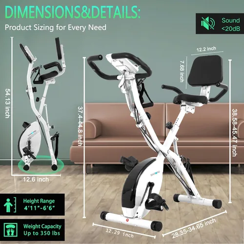 Miniatura 5 de BARWING Bicicleta de Ejercicio Estática para Entrenamiento en Casa, Bicicleta de Interior Plegable de 5 en 1 para Personas Mayores, Capacidad