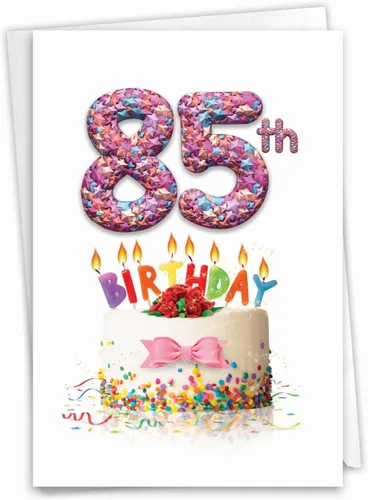 Miniatura 10 de NobleWorks - Tarjeta de feliz cumpleaños número 85 divertida - Celebración de 85 años, tarjeta de humor de hito para abuelos, padres - Ecuación