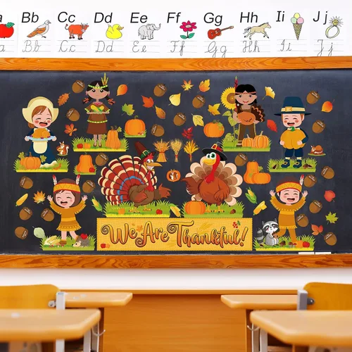 Miniatura 3 de Chinco Juego de 64 tablones de anuncios de Acción de Gracias, otoño, otoño, decoración de tablón de anuncios con texto en inglés "We Are Thankful