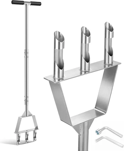 Miniatura 8 de Aireador de césped Herramienta de aireación de púas, herramienta aireadora de césped de acero inoxidable con 12 picos, aireadores de césped manuales