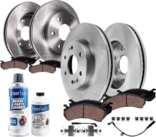 Miniatura 24 de Detroit Axle - Rotores de freno delanteros y traseros de 12.99 pulgadas (12.008 in) y pastillas de cerámica de repuesto para Chevy Avalanche 1500