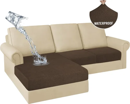 Miniatura 59 de HDCAXKJ Fundas de Cojines para Sofá Seccional 100% Impermeables, 3 Piezas, Forma de L, Funda Seccional Elástica para Chaise, Juego de Fundas