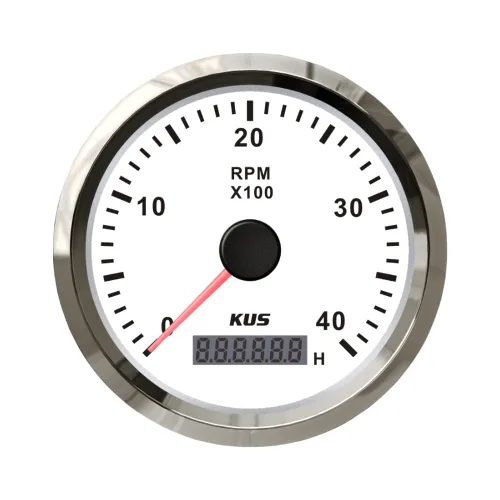 KUS Tacómetro universal RPM medidor con medidor de horas 0-4000RPM 12V/24V con retroiluminación roja y amarilla 3.346 in