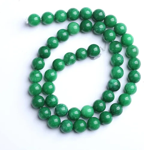 Miniatura 4 de 10 MM 38 PIEZAS Cuentas sueltas de jade verde nublado de piedra natural para hacer joyas, pulseras, collares, 1 hebra de 15