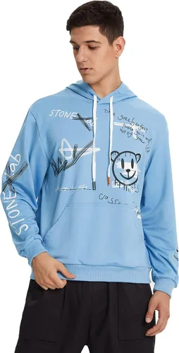 Miniatura 4 de WDIRARA Sudadera con capucha y cordón de manga larga con capucha y bolsillo para hombre