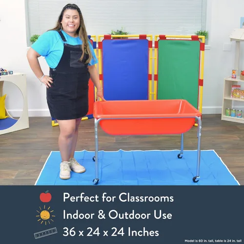 Miniatura 8 de Children's Factory Mesa sensorial mediana - 24″ de altura, caja de arena, mesa de agua para niños, rojo