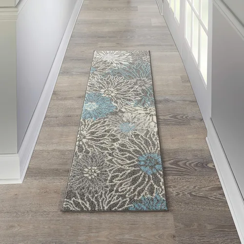 Miniatura 19 de Nourison Passion - Alfombra azul, de 6 pies, 7 pulgadas x 9 pies, 6 pulgadas, floral, campestre, fácil de limpiar, no desprende pelo