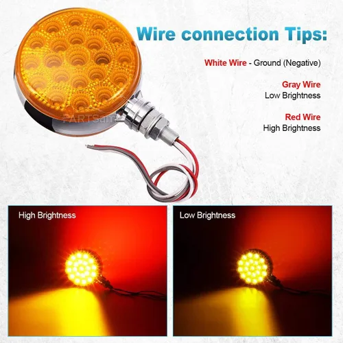 Miniatura 2 de Partsam Luces de pedestal LED redondas rojas y ámbar de doble cara con reflectores 42 LED impermeables, para camión, remolque, SUV, RV, soporte