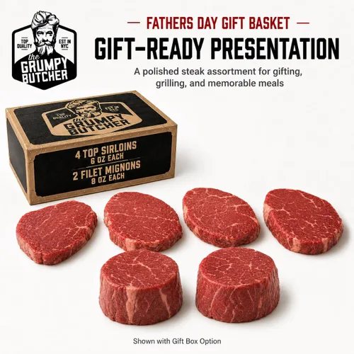 Miniatura 3 de Cesta de regalo Gourmet Butcher 6 cortes de carne de primera calidad – 4 solomillo superior y 2 filete miñón grande alimentado con pasto – Caja