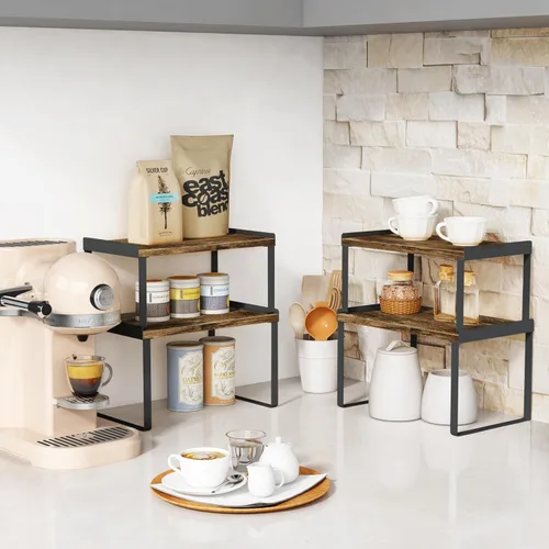 Miniatura 2 de Organizadores de gabinete de cocina Goozii y estantes de almacenamiento, estante de escritorio rústico de granja para gabinetes, organizador