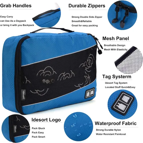 Miniatura 3 de Cubos de embalaje para bolsas de equipaje, accesorios de viaje duraderos con etiqueta de ropa