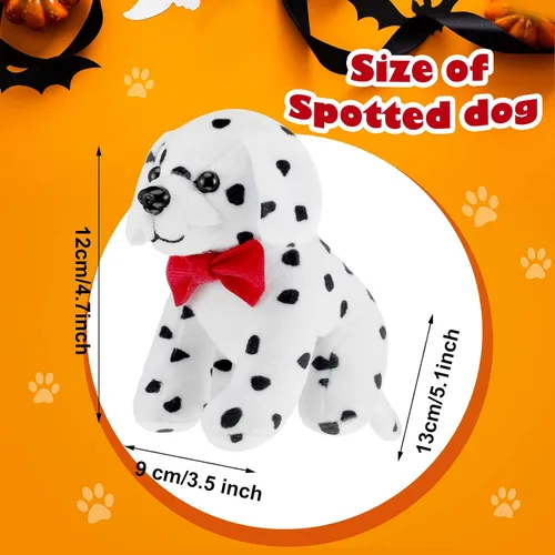 Miniatura 2 de Jiuguva 6 juguetes de peluche para perros dálmatas, perros manchados, realistas, suaves, dálmatas, recuerdos de fiesta para Halloween, carnaval