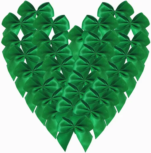 Micomon 50 piezas mini lazos de cinta de satén de 1.6 pulgadas para manualidades, pequeños lazos verdes para decoración navideña embellecimiento