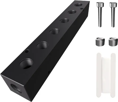 Miniatura 9 de 1/4 NPT Colector de Compresor de Aire, Divisor de Manguera de Línea de 2 Vías de 4 Puertos Coleector Neumático de Distribución de Aire con Accesorios